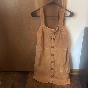 Burnt orange short sleeve dress with brown buttons all down the front size large